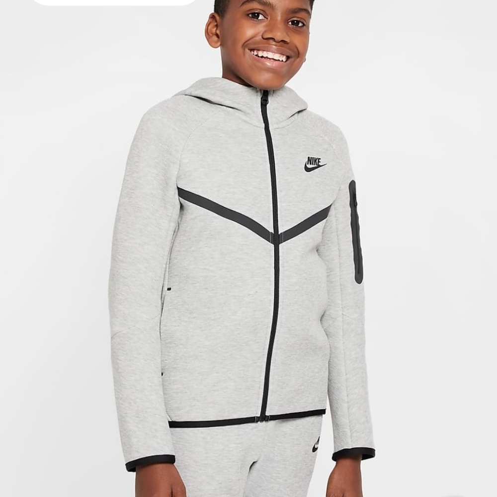 Nike Tech Kids Gray Full-Zip Hoodie